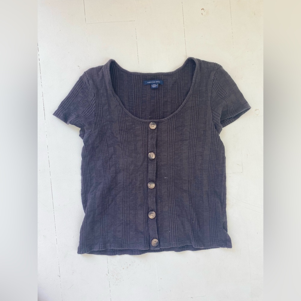 Women’s Black Button up Crop Top